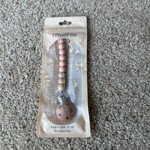 Mushie Pink Pacifier Clip